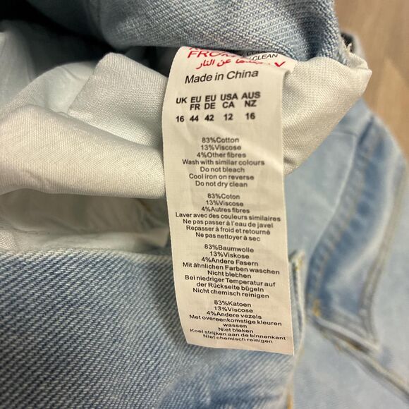 New With Tags PrettyLittleThing Shape Blue Baggy Cargo Wide Leg Jeans Size 12 - Picture 7 of 8